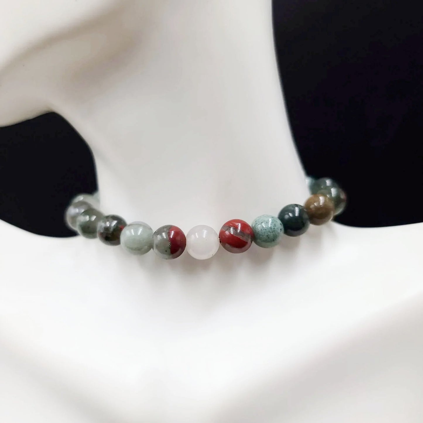 African Bloodstone Bead Bracelet 8mm - Elevated Metaphysical