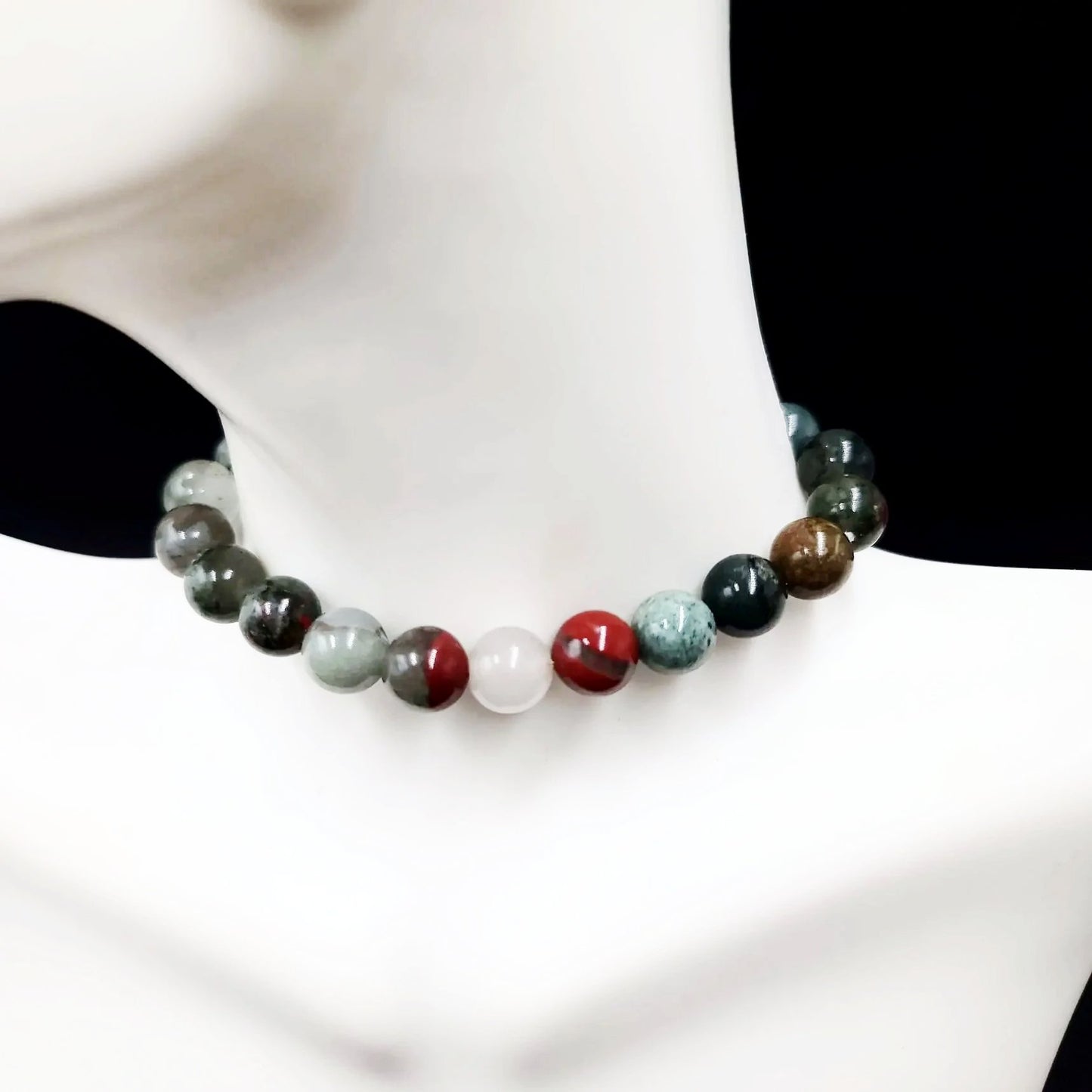African Bloodstone Bead Bracelet 8mm - Elevated Metaphysical