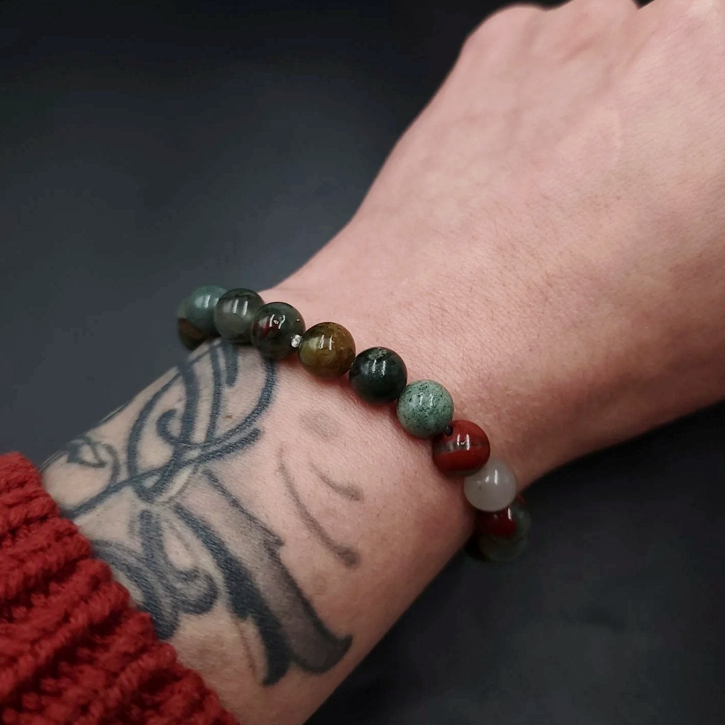 African Bloodstone Bead Bracelet 8mm - Elevated Metaphysical