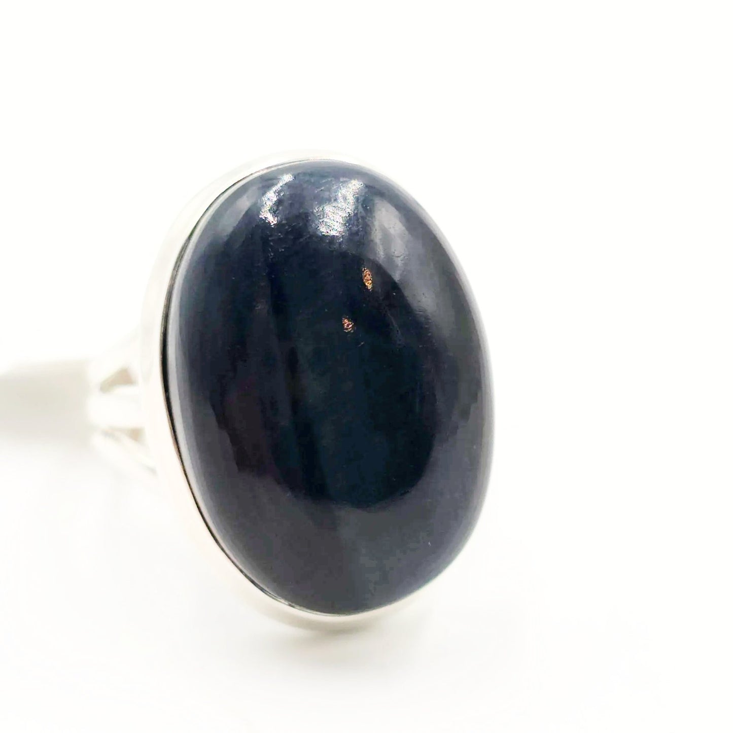 Blue Tiger Eye Ring Sterling Silver Size 7 Solitaire - Elevated Metaphysical