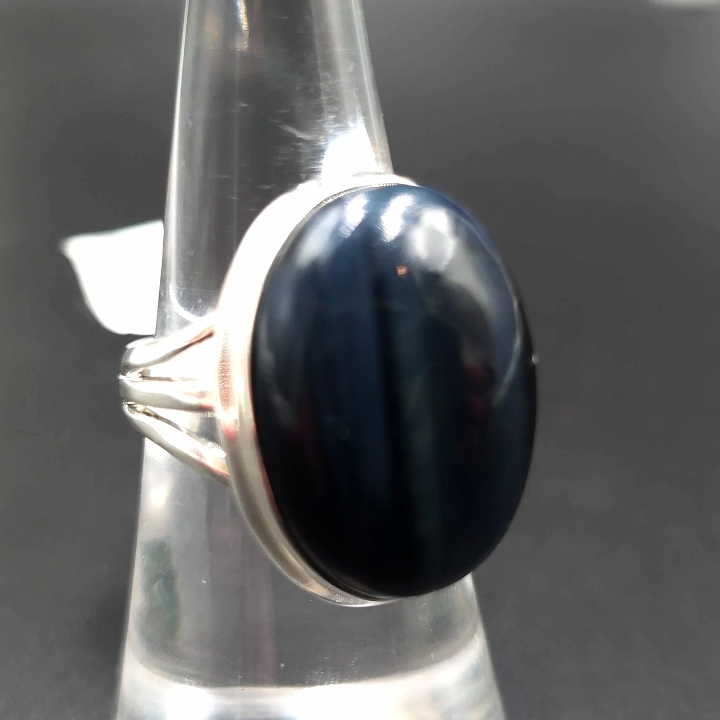 Blue Tiger Eye Ring Sterling Silver Size 7 Solitaire - Elevated Metaphysical