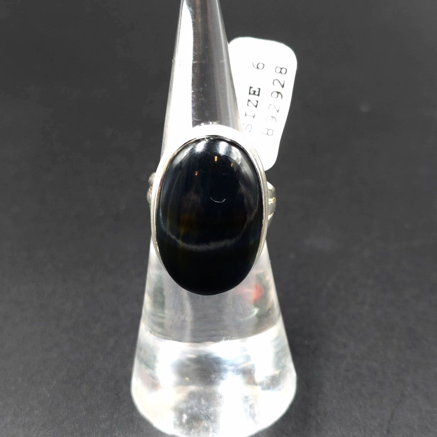 Blue Tiger Eye Ring Sterling Silver Size 6 Solitaire - Elevated Metaphysical