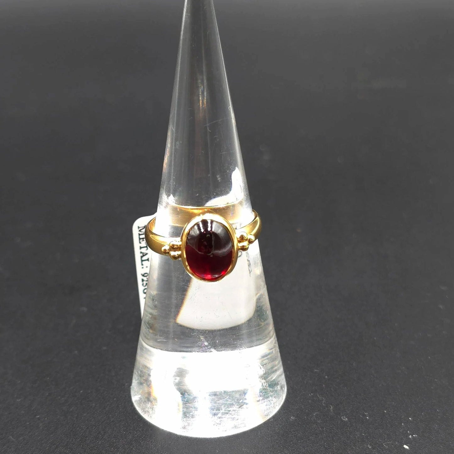 Garnet "Dome" Ring Gold Vermeil Sterling Silver Solitaire Size 6 - Elevated Metaphysical
