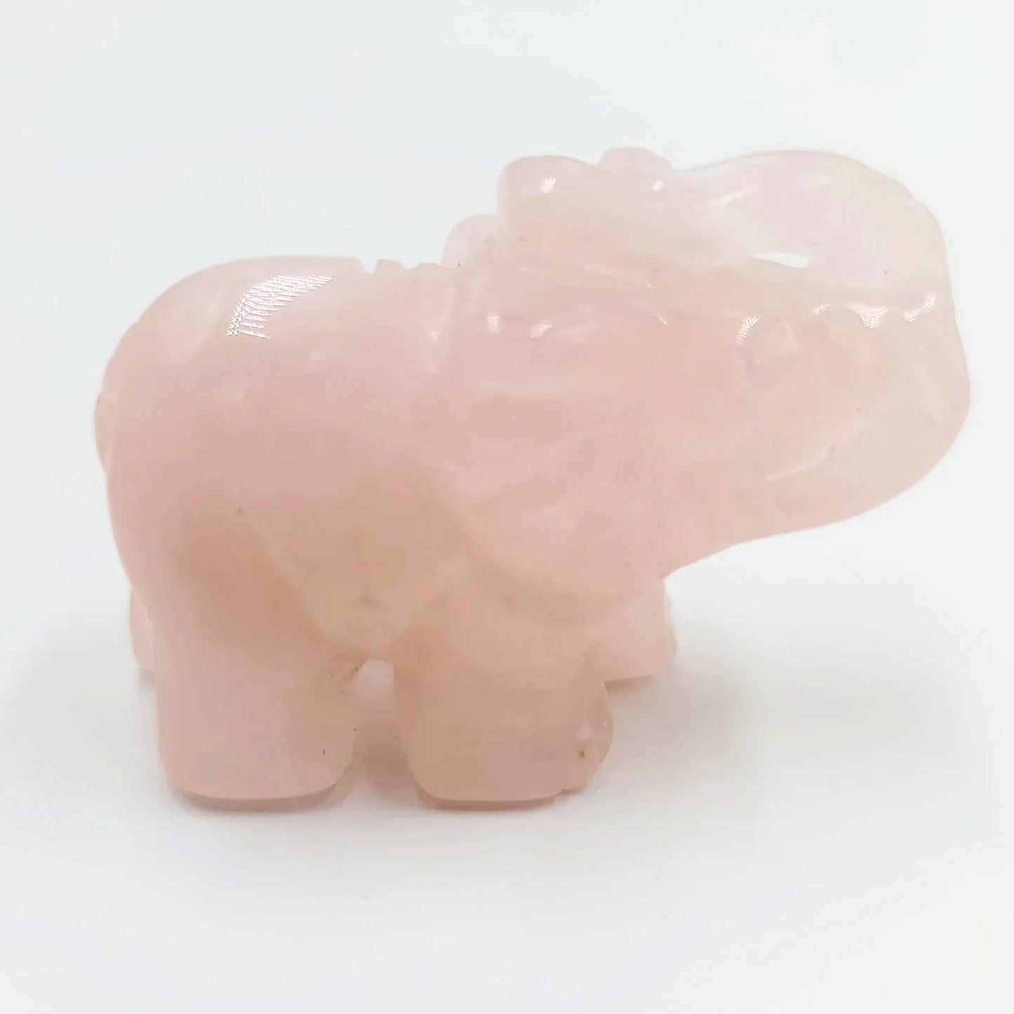 Rose Quartz Elephant Figurine 2" 50mm - Elevated Metaphysical