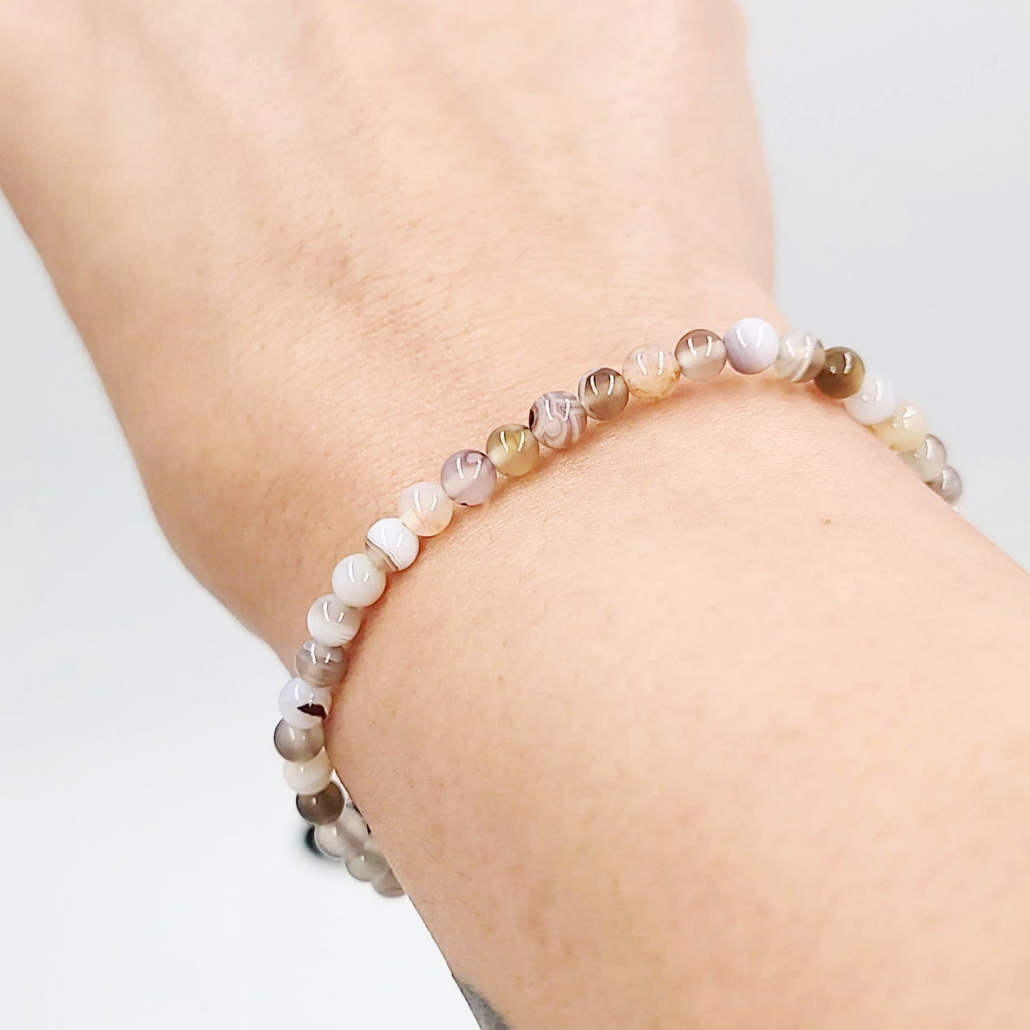 Botswana Agate Bracelet 4mm Bead Bracelet