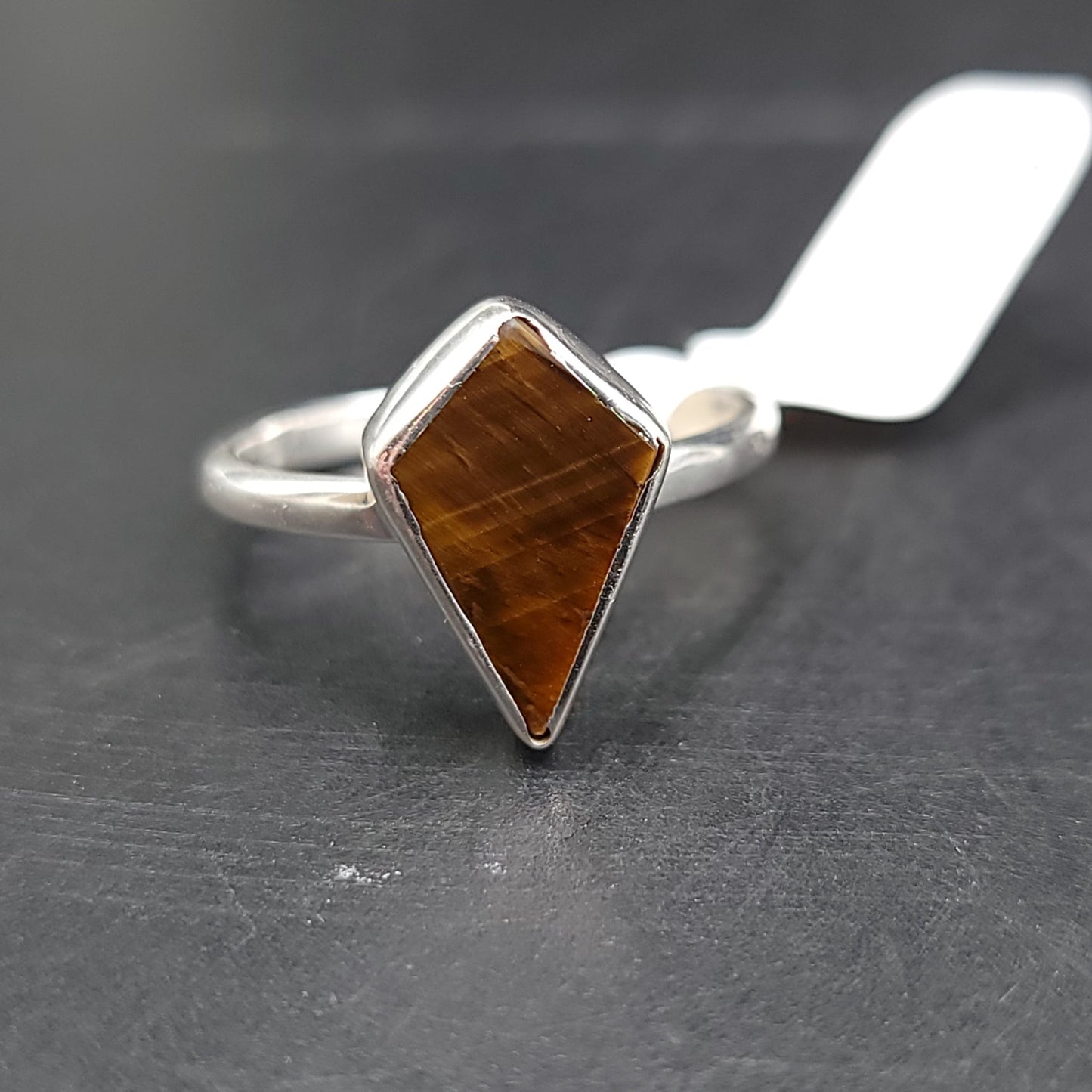 Tiger Eye Shield Ring Sterling Silver Size 8