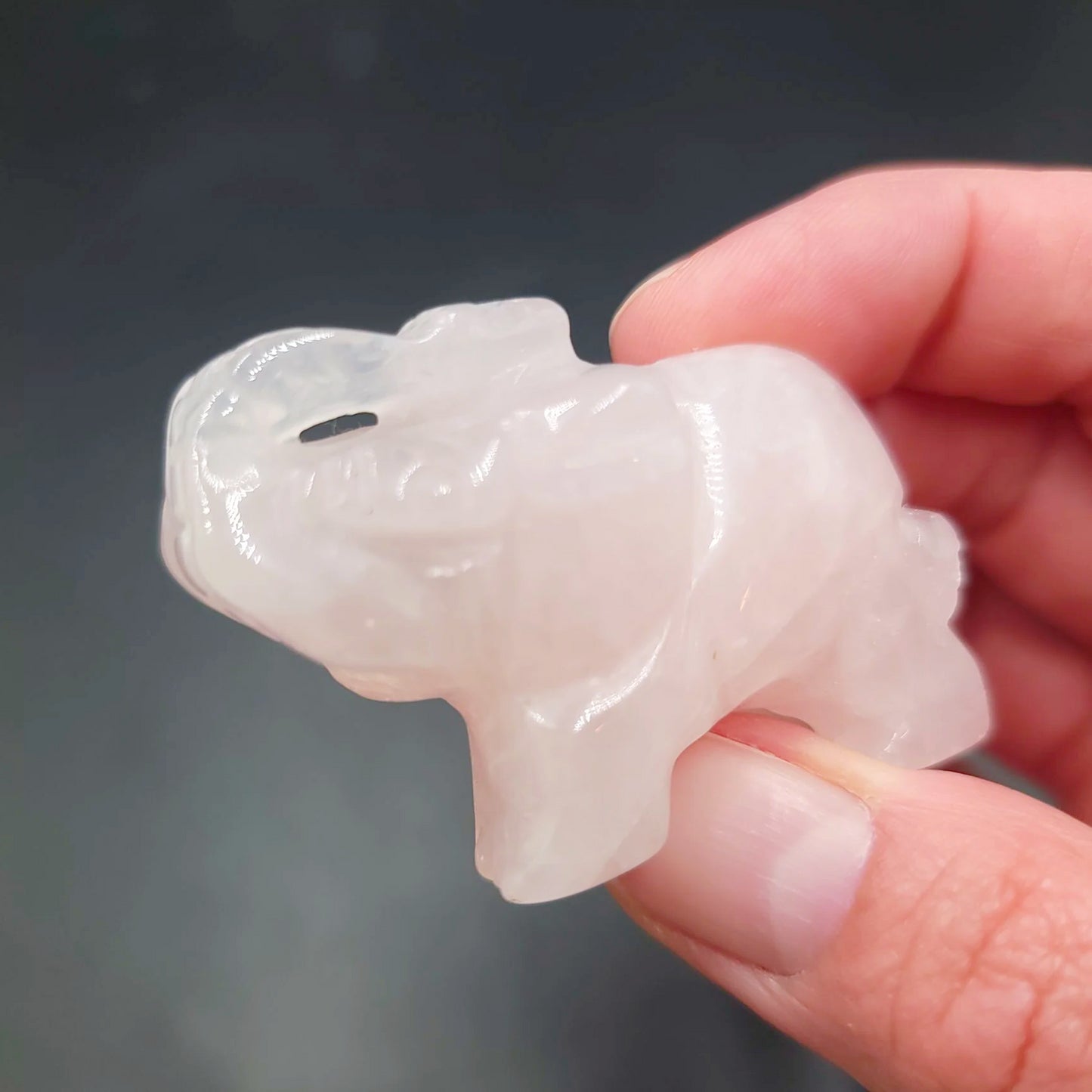 Rose Quartz Elephant Figurine 2" 50mm - Elevated Metaphysical
