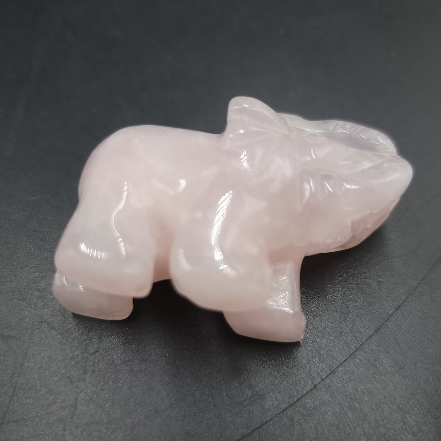 Rose Quartz Elephant Figurine 2" 50mm - Elevated Metaphysical