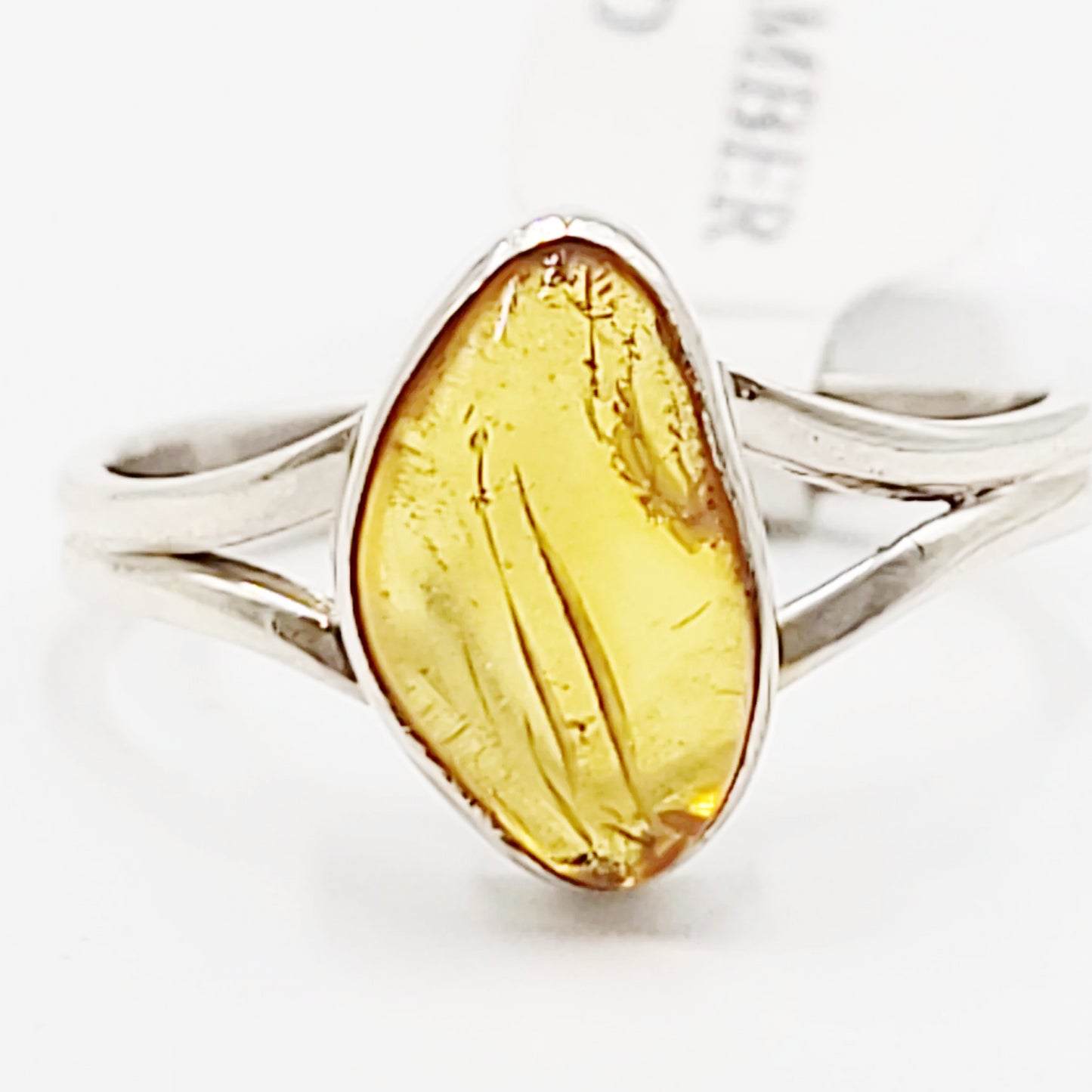 Amber Free Form Ring Sterling Silver Size 9 - Elevated Metaphysical