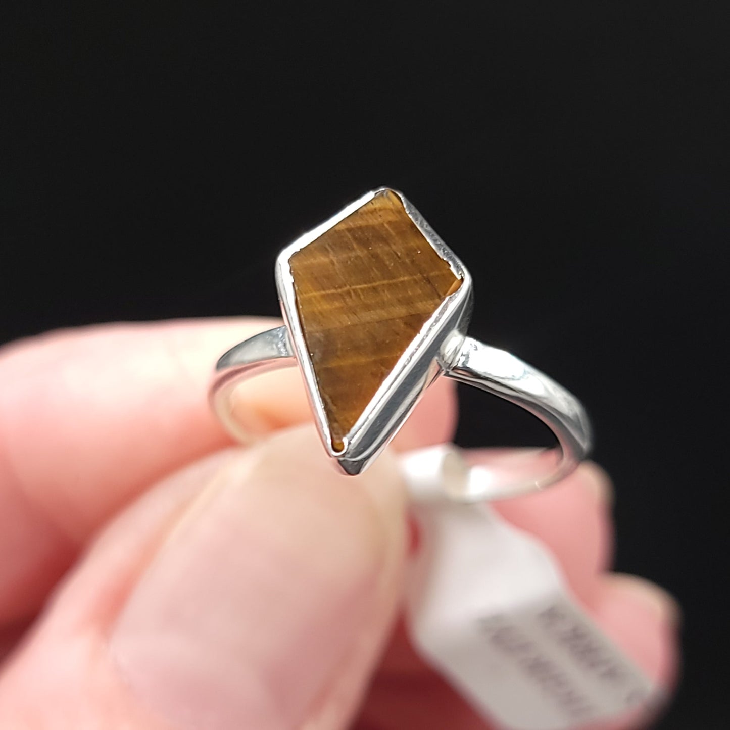 Tiger Eye Shield Ring Sterling Silver Size 8