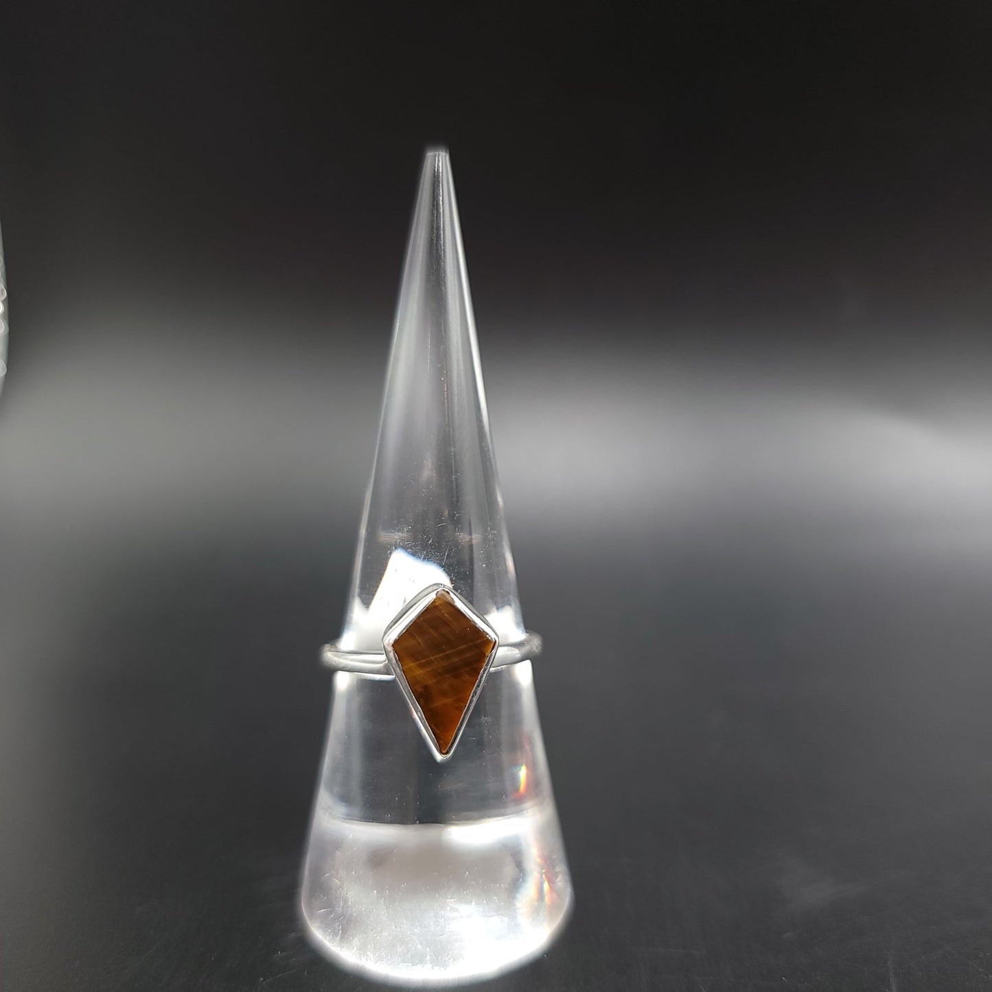 Tiger Eye Shield Ring Sterling Silver Size 8