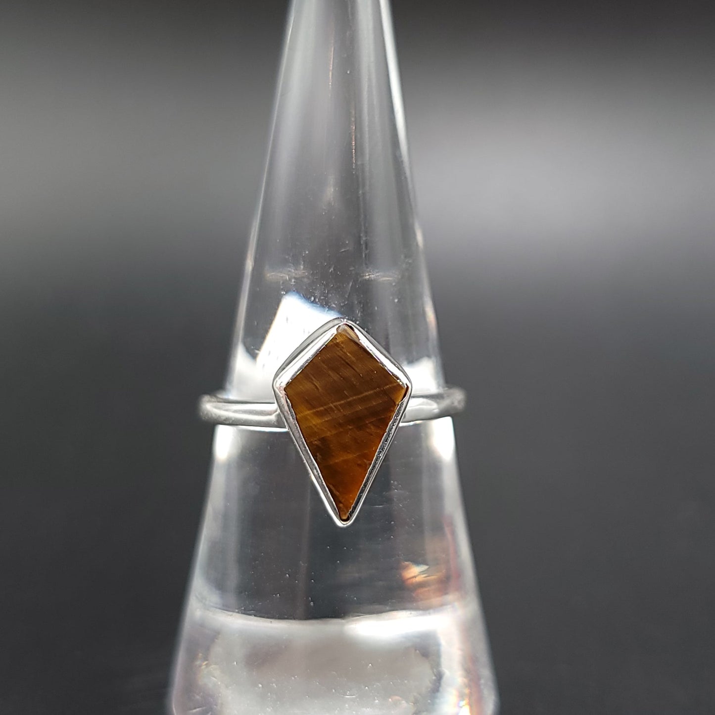 Tiger Eye Shield Ring Sterling Silver Size 8