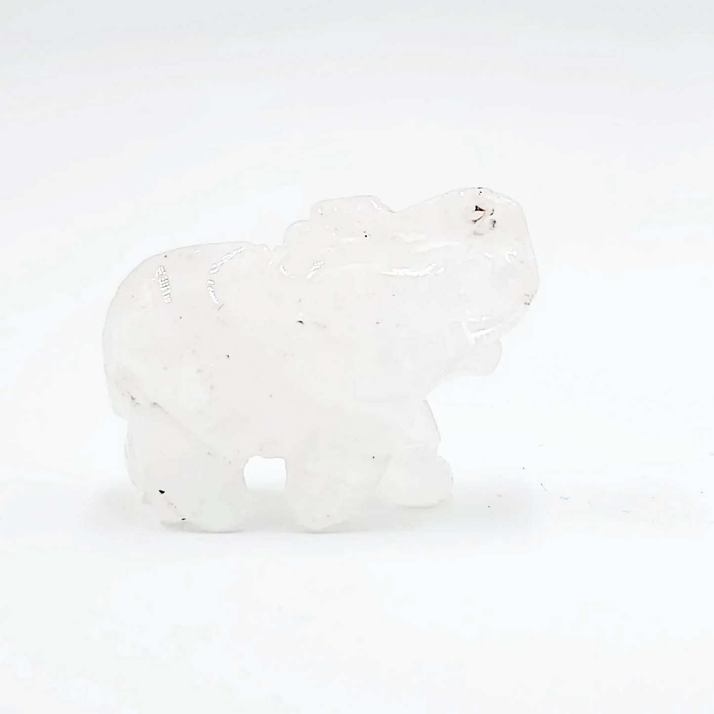 Clear Quartz Elephant Figurine 2" 50mm