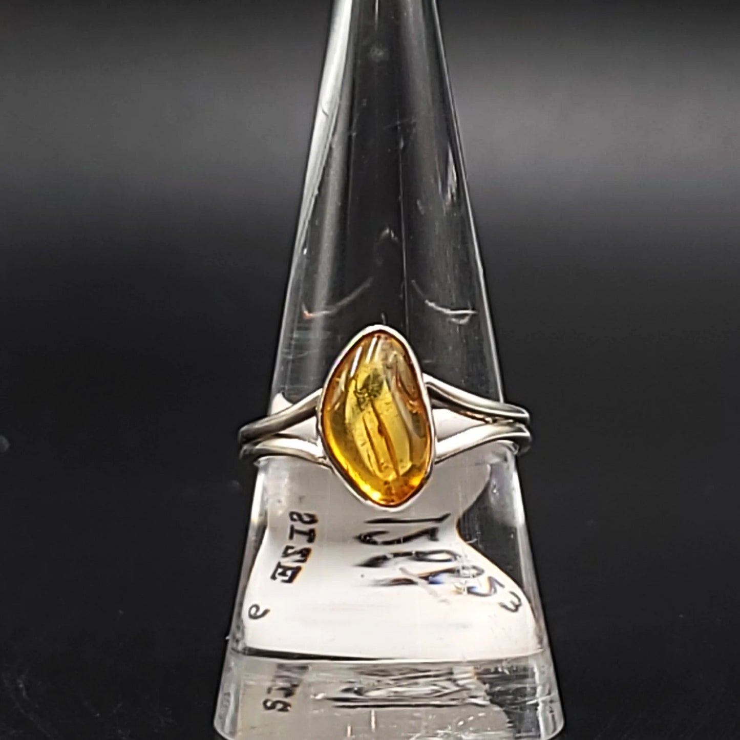 Amber Free Form Ring Sterling Silver Size 9 - Elevated Metaphysical