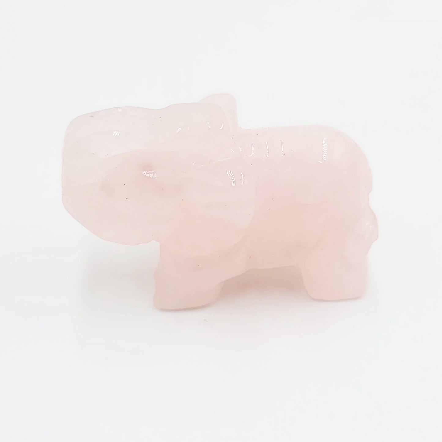 Rose Quartz Elephant Figurine 2" 50mm - Elevated Metaphysical