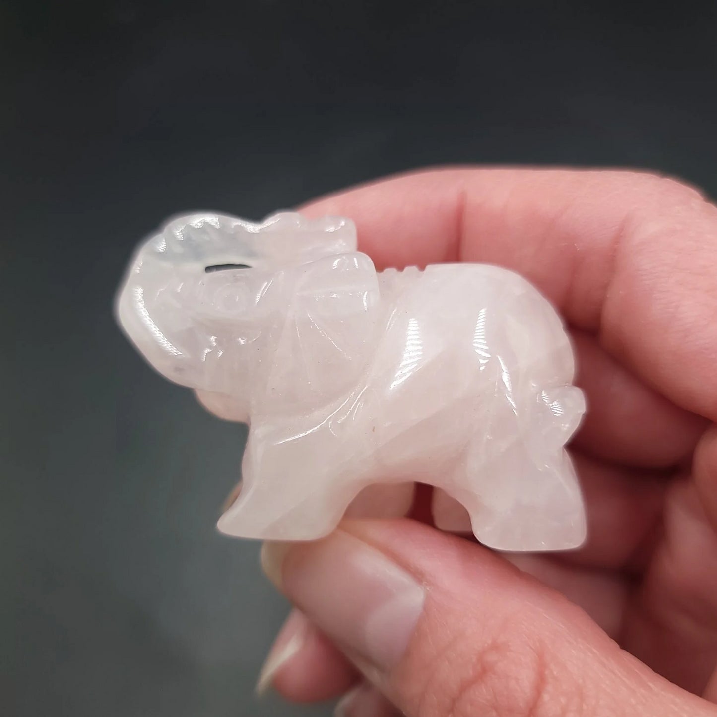 Rose Quartz Elephant Figurine 2" 50mm - Elevated Metaphysical
