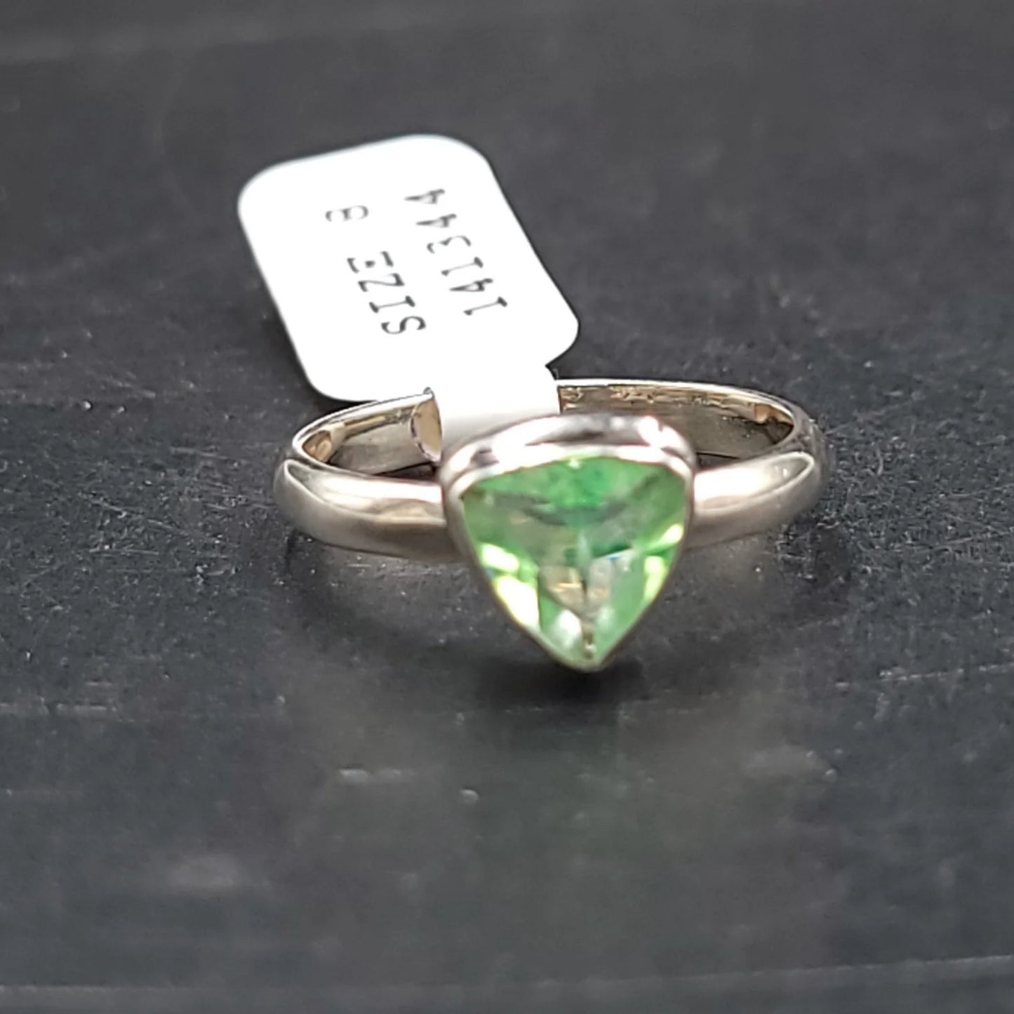 Hyalite Opal Trillion Ring Sterling Silver Band Size 8