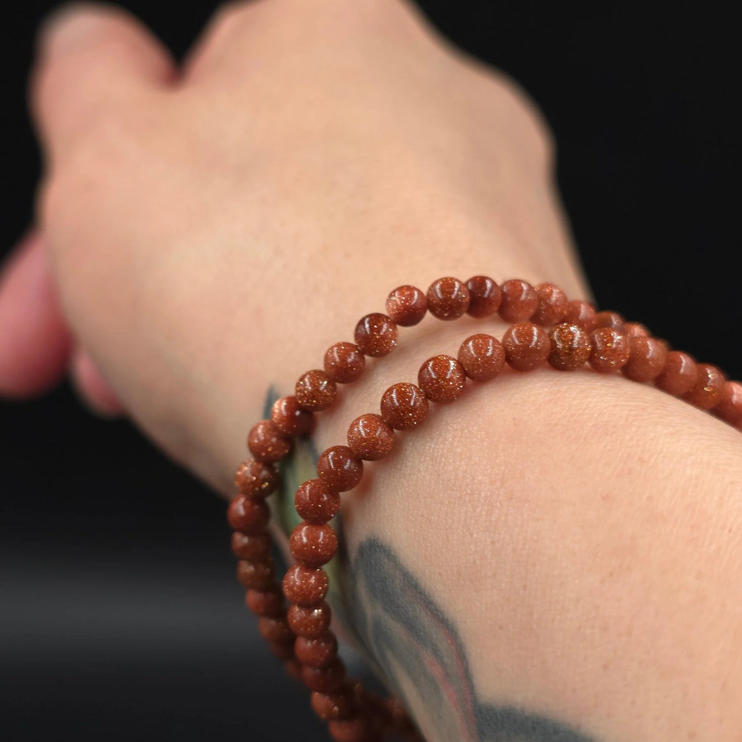 Goldstone Bead Bracelet 4mm Gold Sandstone - Elevated Metaphysical