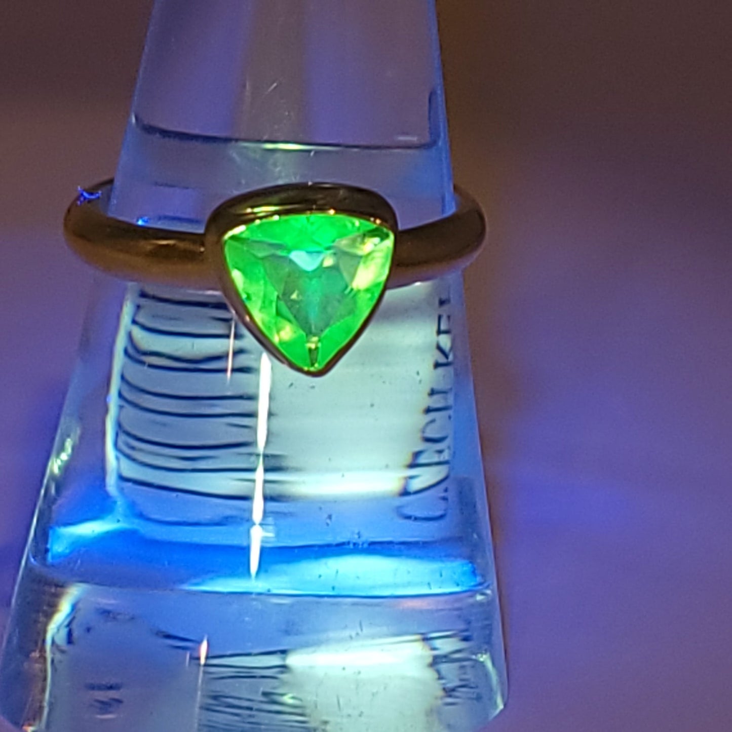 Hyalite Opal Trillion Ring Sterling Silver Band Size 8