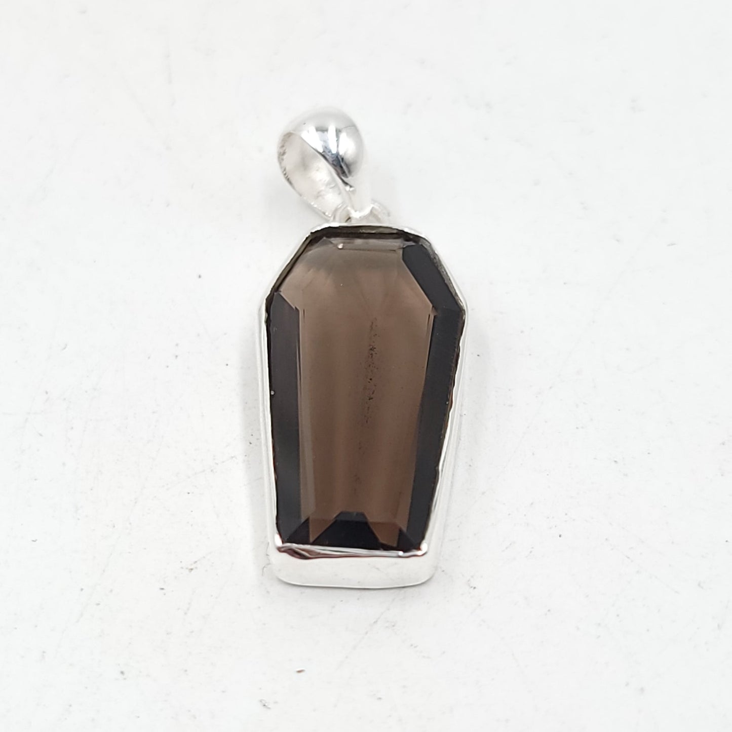 Smoky Quartz Coffin Pendant Sterling Silver Charm - Elevated Metaphysical