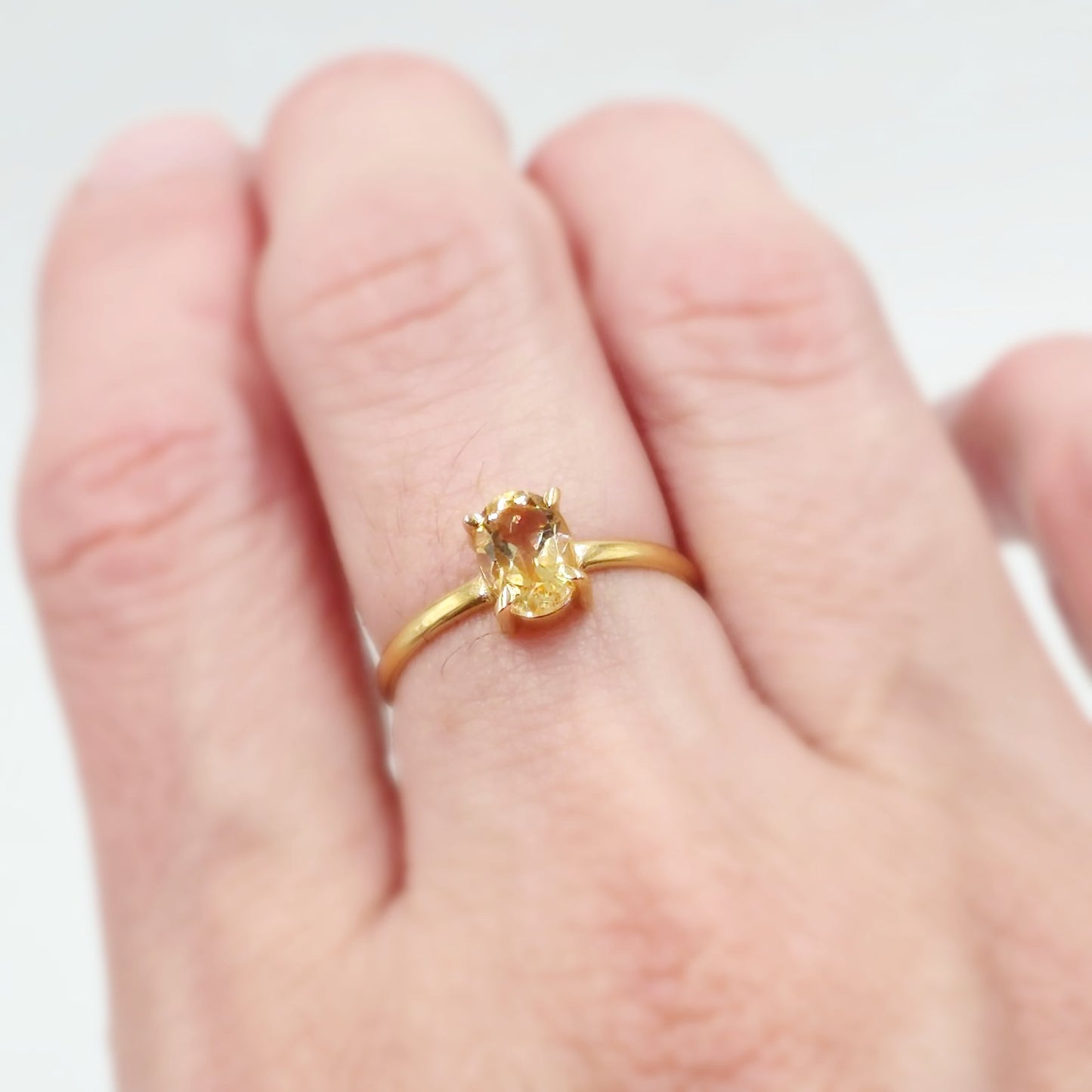 Citrine Ring .75ct Gold Vermeil Sterling Silver Solitaire Size 7 - Elevated Metaphysical