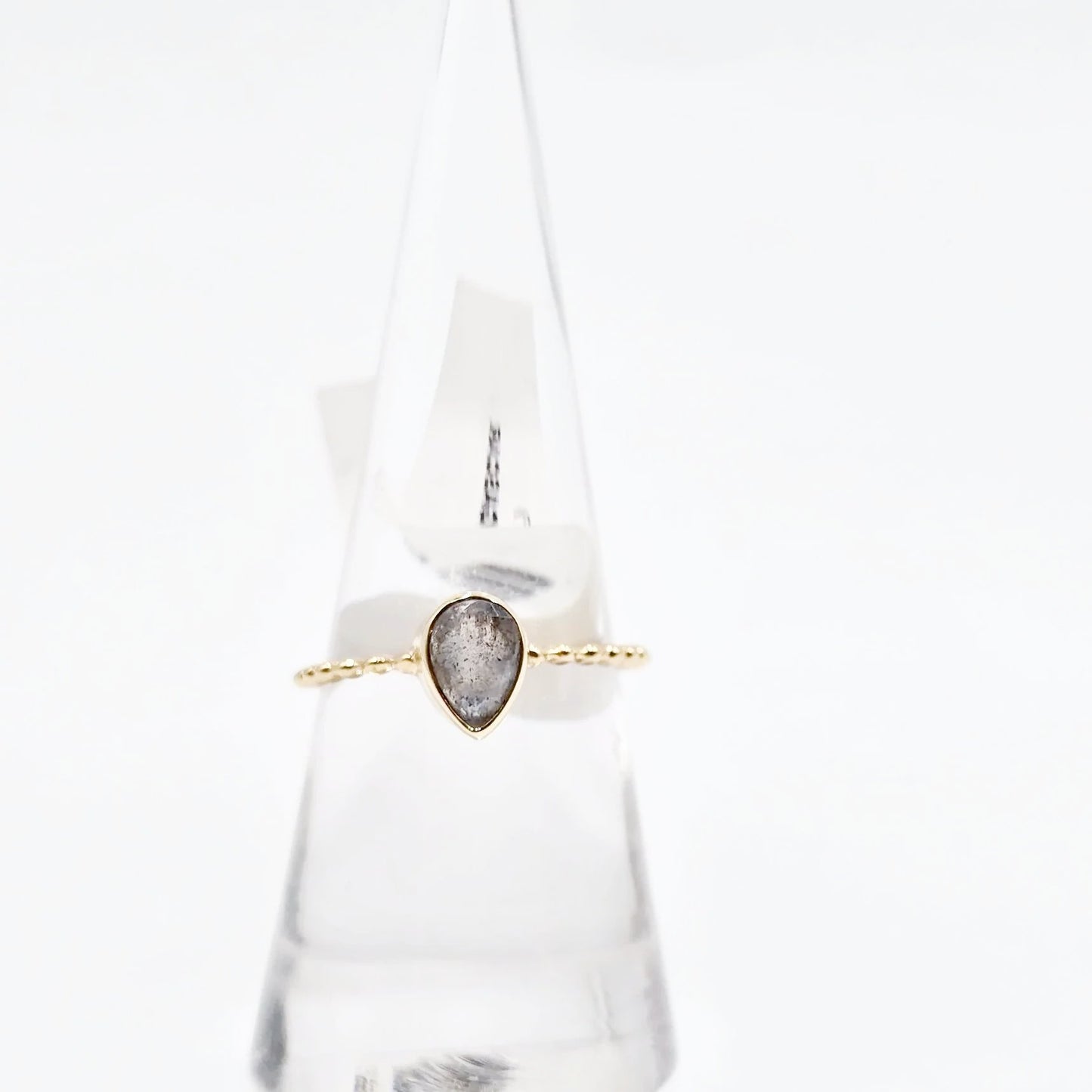 Labradorite Ring 1ct Rope Band Gold Vermeil Sterling Silver Solitaire Size 8 - Elevated Metaphysical