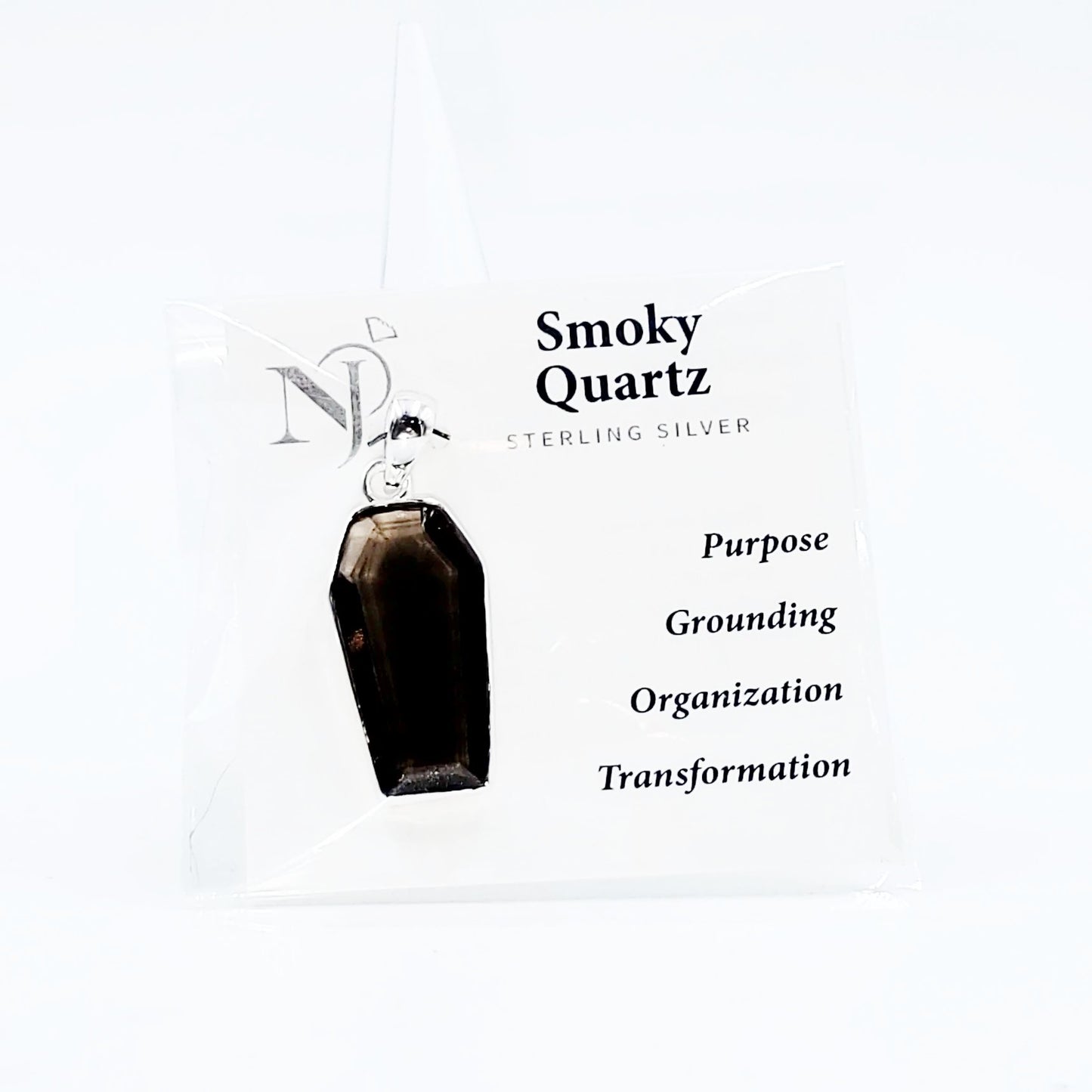 Smoky Quartz Coffin Pendant Sterling Silver Charm - Elevated Metaphysical