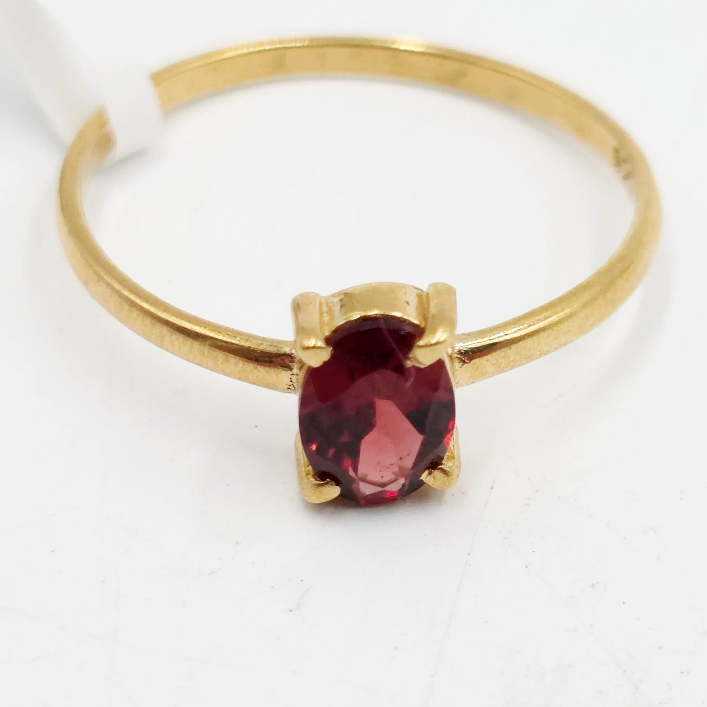 Garnet Ring .75ct Gold Vermeil Sterling Silver Solitaire Size 9 - Elevated Metaphysical