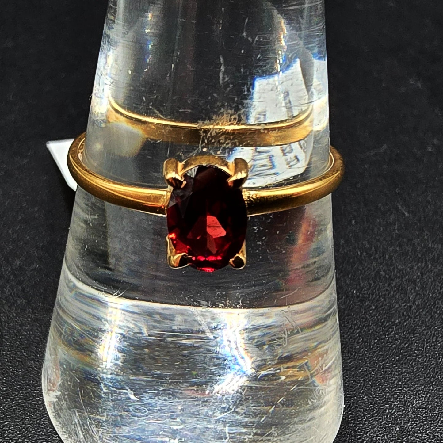 Garnet Ring .75ct Gold Vermeil Sterling Silver Solitaire Size 9 - Elevated Metaphysical