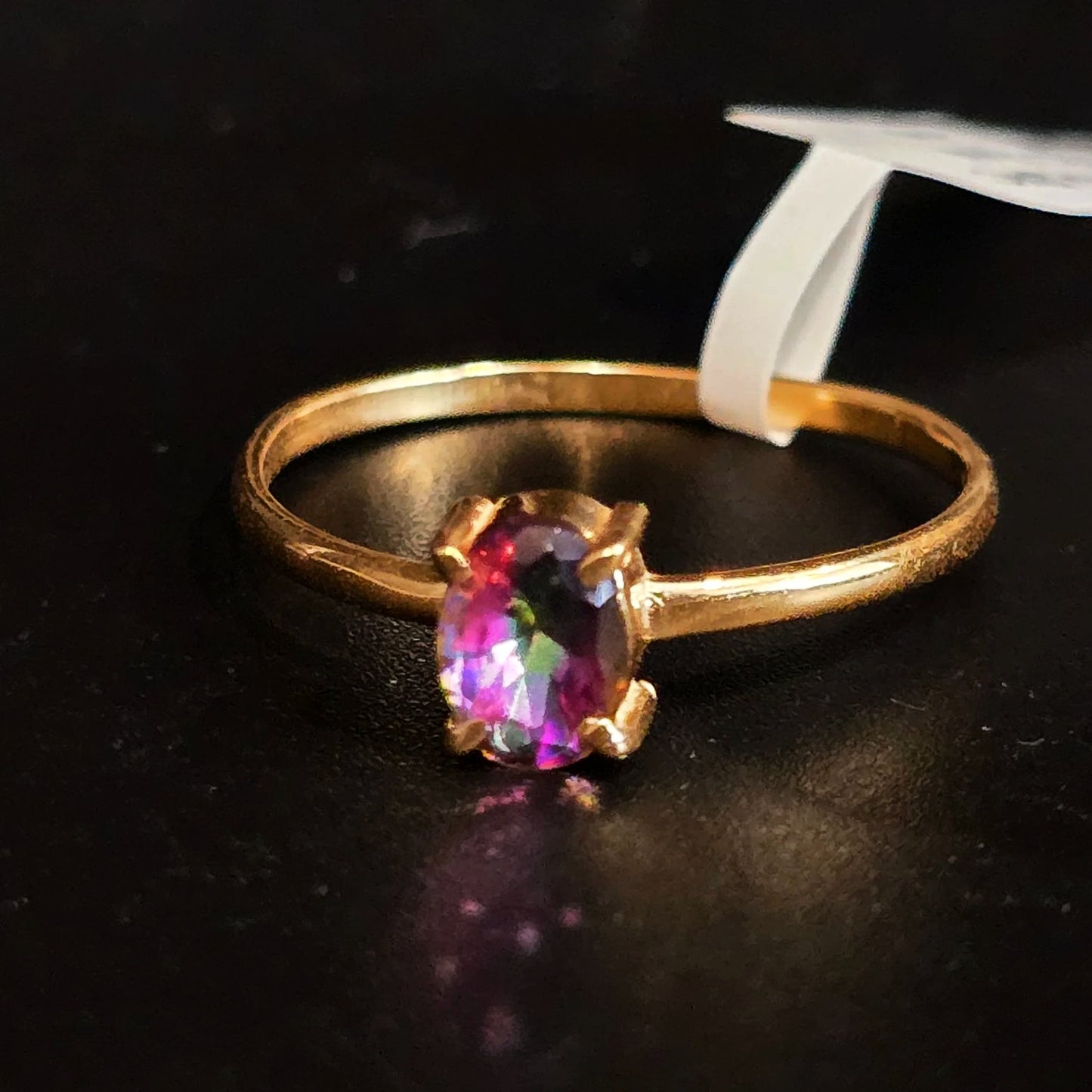 Mystic Quartz Ring .75ct Gold Vermeil Sterling Silver Solitaire Size 10 - Elevated Metaphysical