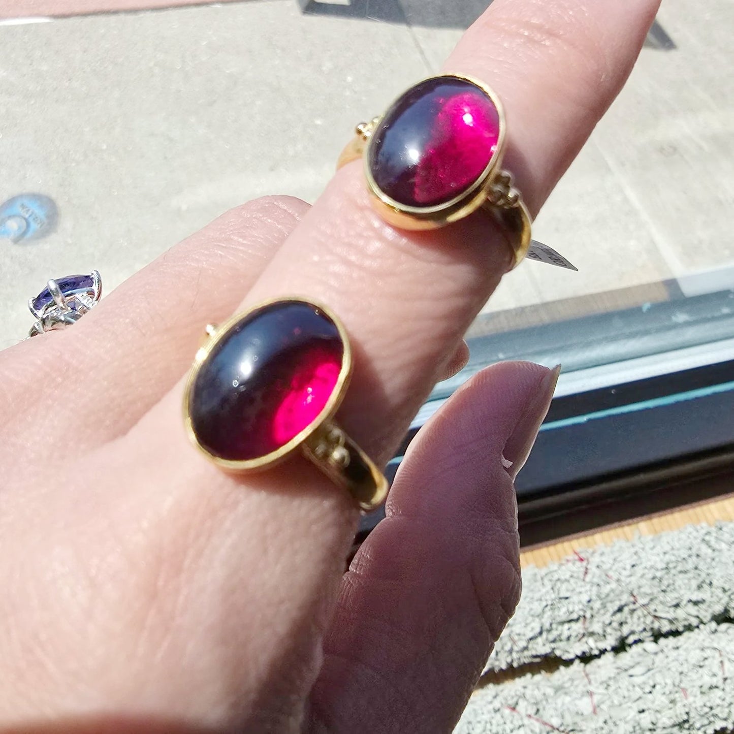 Garnet "Dome" Ring Gold Vermeil Sterling Silver Solitaire