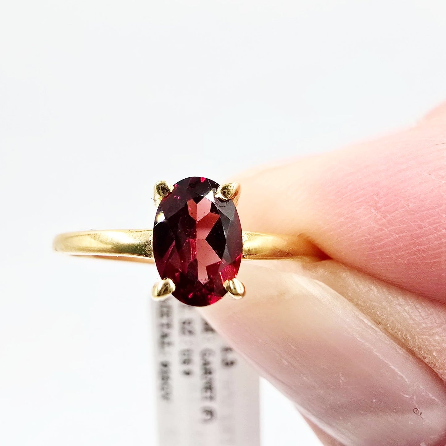 Garnet Ring .75ct Gold Vermeil Sterling Silver Solitaire Size 9 - Elevated Metaphysical