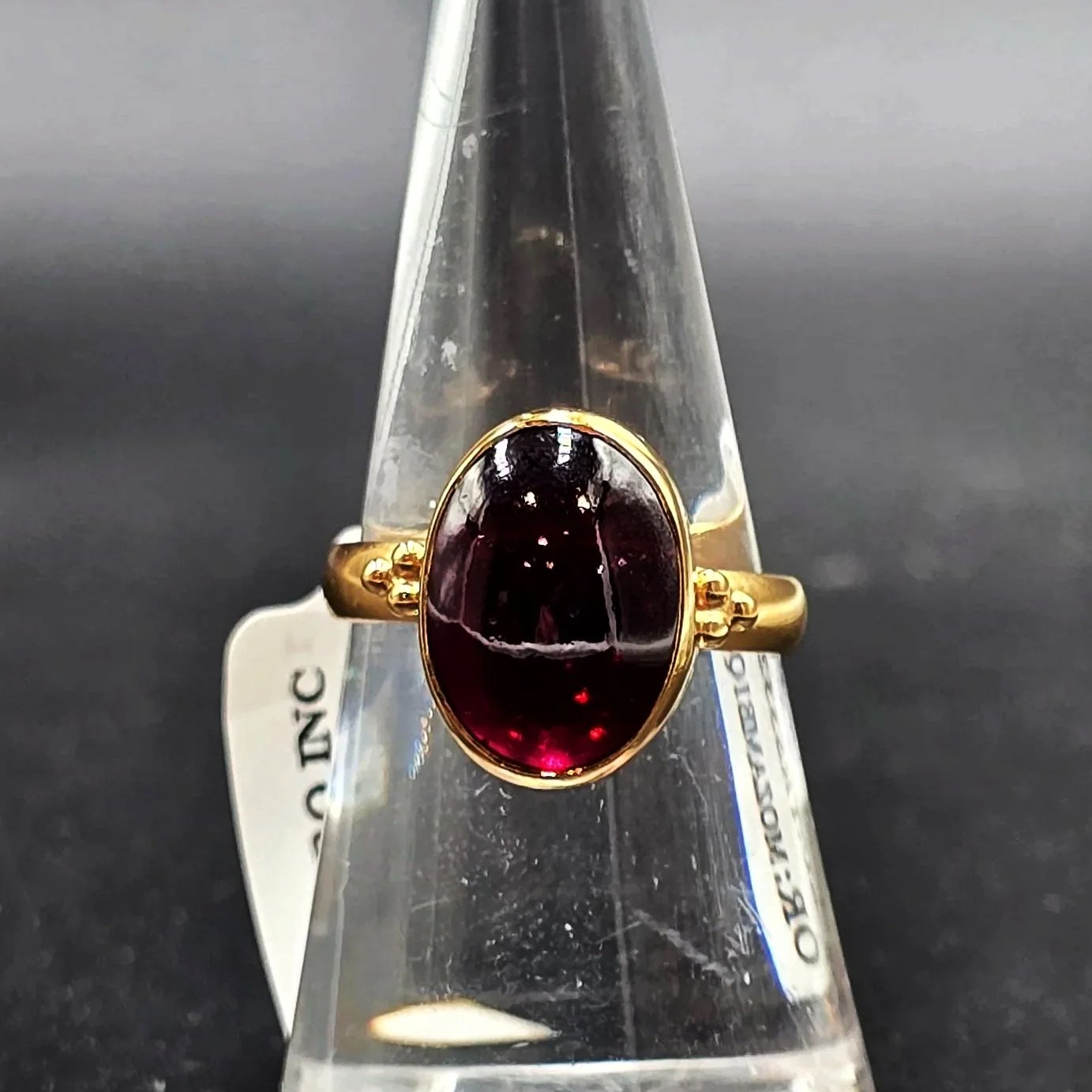 Garnet "Dome" Ring Gold Vermeil Sterling Silver Solitaire