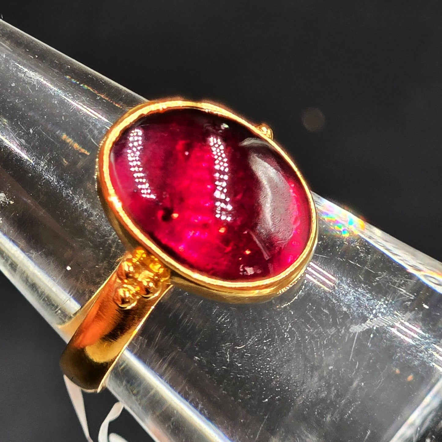 Garnet "Dome" Ring Gold Vermeil Sterling Silver Solitaire