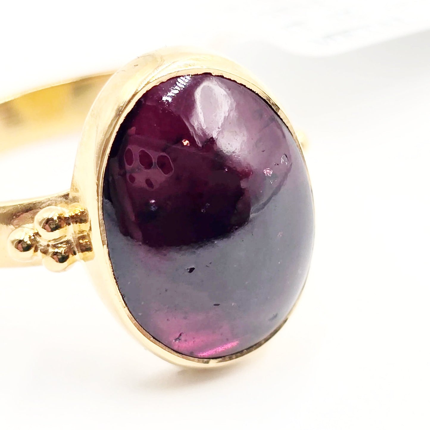 Garnet "Dome" Ring Gold Vermeil Sterling Silver Solitaire