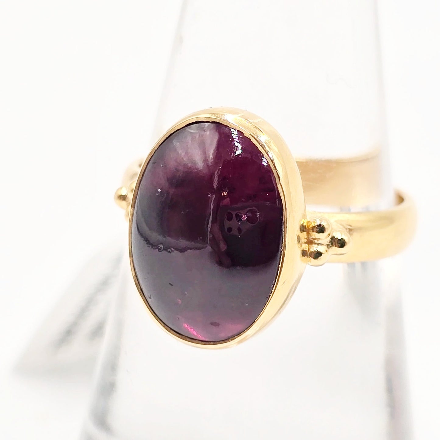 Garnet "Dome" Ring Gold Vermeil Sterling Silver Solitaire