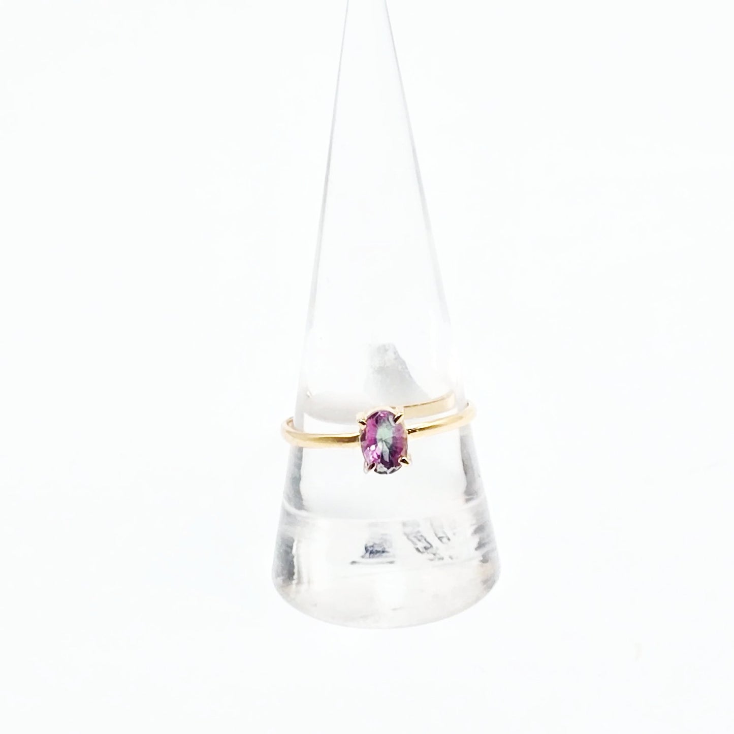 Mystic Quartz Ring .75ct Gold Vermeil Sterling Silver Solitaire Size 10 - Elevated Metaphysical