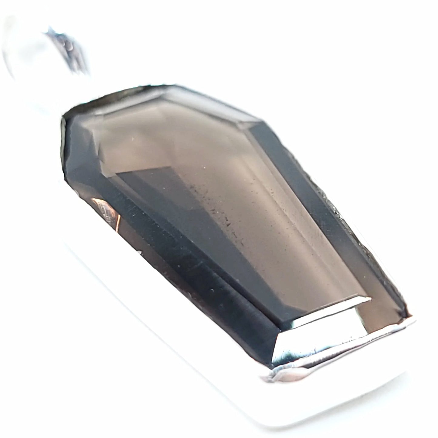 Smoky Quartz Coffin Pendant Sterling Silver Charm - Elevated Metaphysical