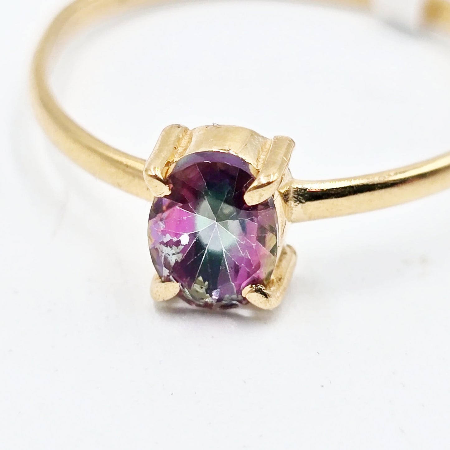 Mystic Quartz Ring .75ct Gold Vermeil Sterling Silver Solitaire Size 10 - Elevated Metaphysical