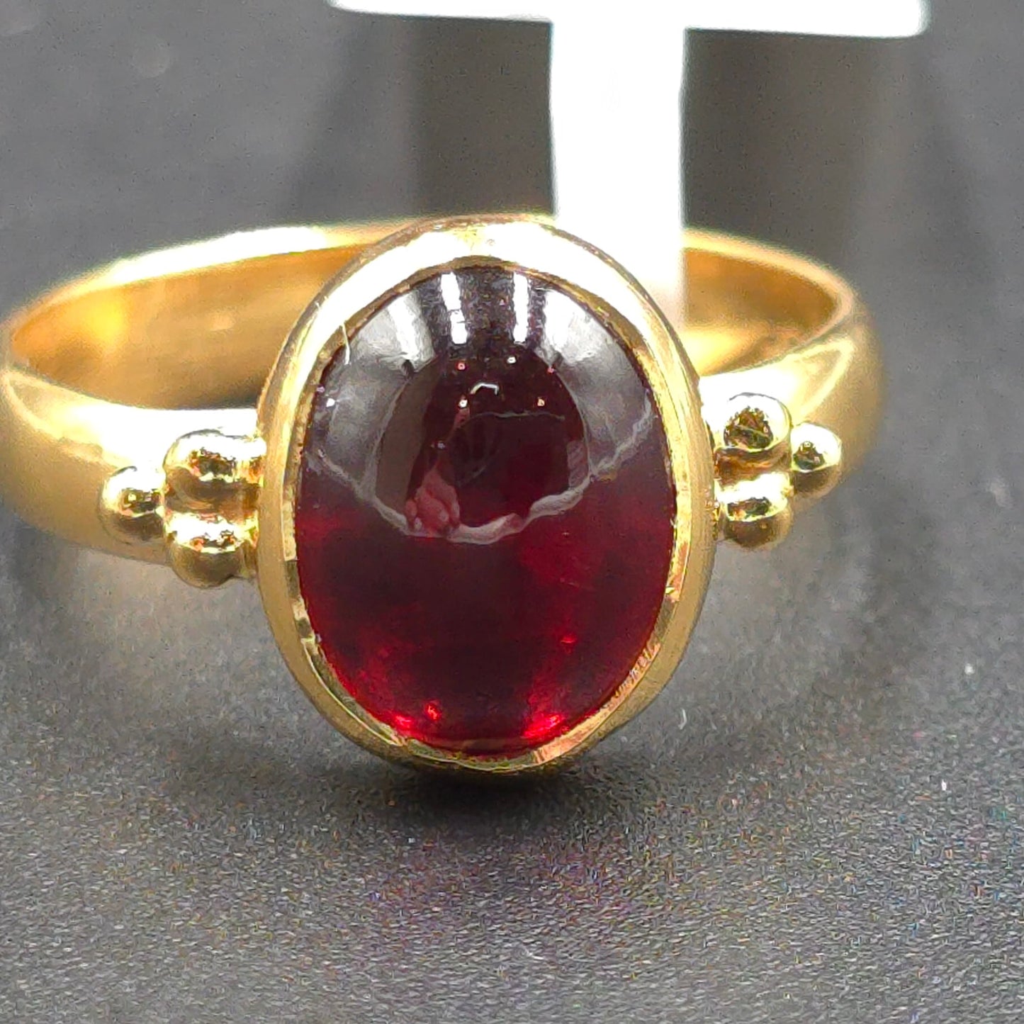 Garnet "Dome" Ring Gold Vermeil Sterling Silver Solitaire Size 6 - Elevated Metaphysical