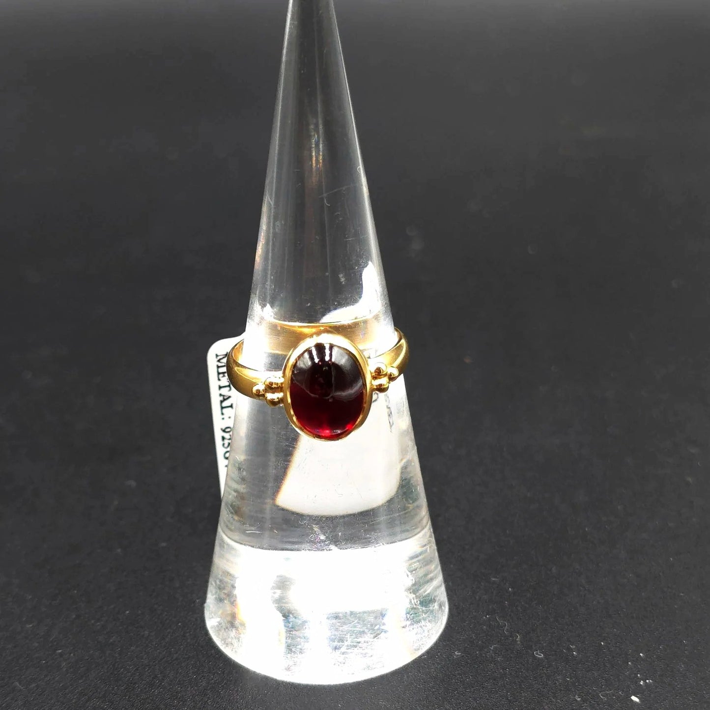Garnet "Dome" Ring Gold Vermeil Sterling Silver Solitaire Size 6 - Elevated Metaphysical