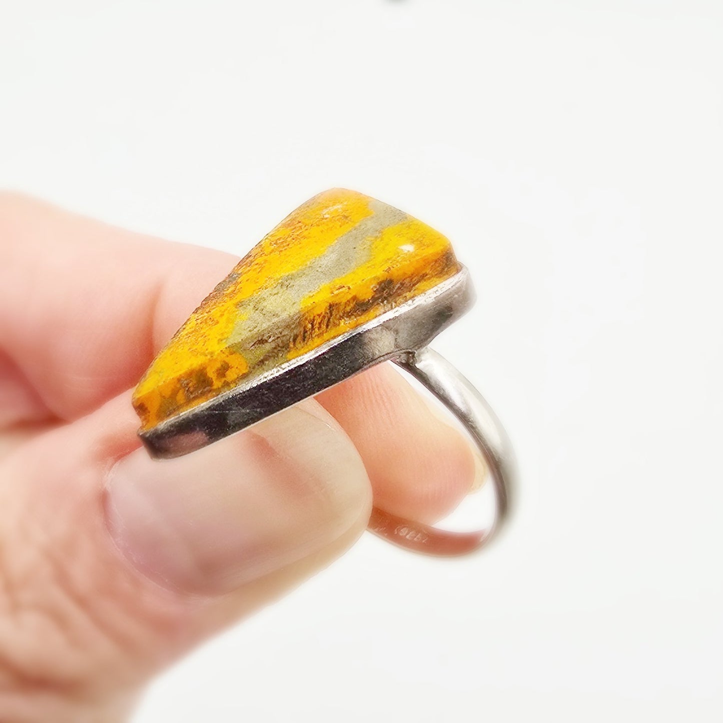 Bumblebee Jasper Ring Sterling Silver Size 8 - Elevated Metaphysical