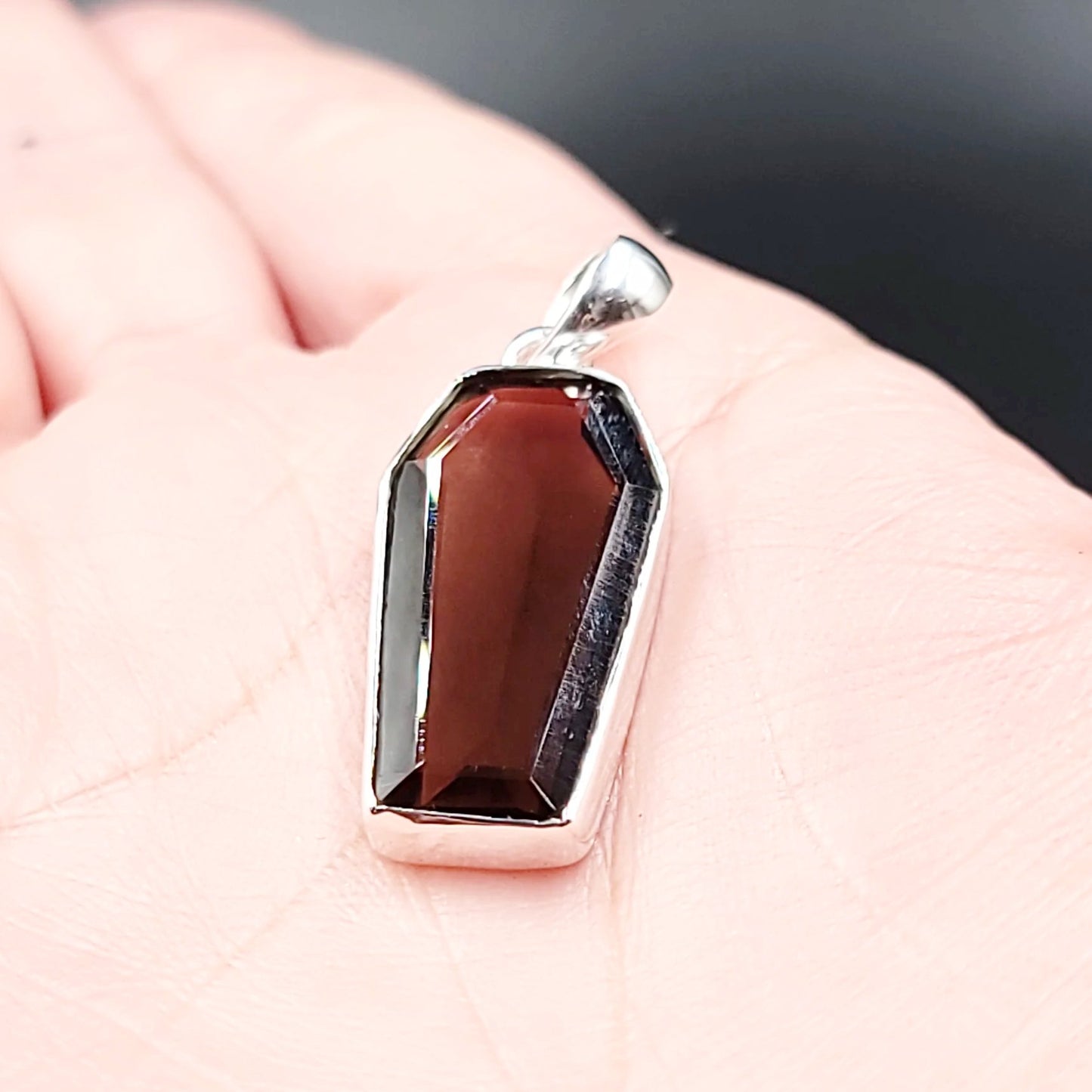 Smoky Quartz Coffin Pendant Sterling Silver Charm - Elevated Metaphysical