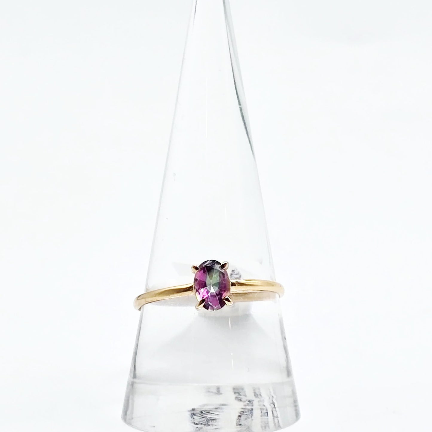 Mystic Quartz Ring .75ct Gold Vermeil Sterling Silver Solitaire Size 10 - Elevated Metaphysical