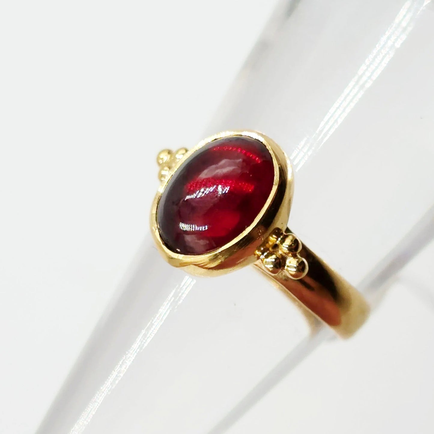 Garnet "Dome" Ring Gold Vermeil Sterling Silver Solitaire Size 6 - Elevated Metaphysical
