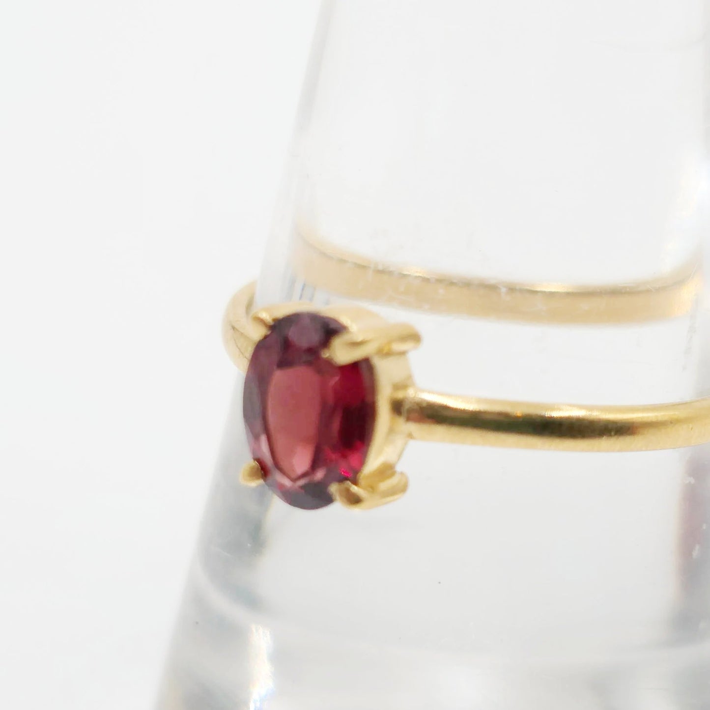 Garnet Ring .75ct Gold Vermeil Sterling Silver Solitaire Size 9 - Elevated Metaphysical