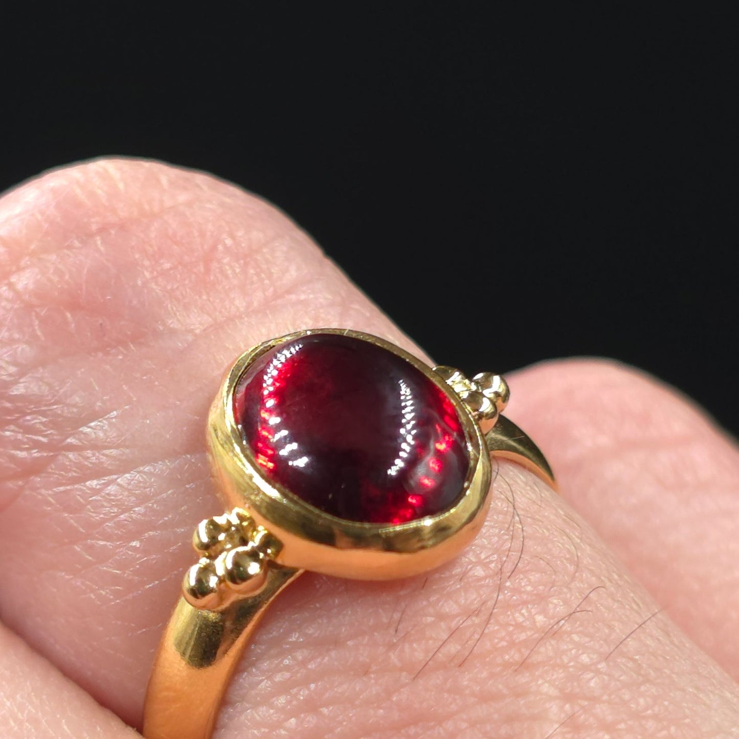 Garnet "Dome" Ring Gold Vermeil Sterling Silver Solitaire Size 6 - Elevated Metaphysical