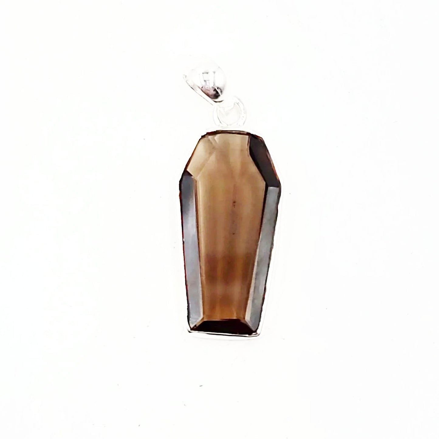 Smoky Quartz Coffin Pendant Sterling Silver Charm - Elevated Metaphysical