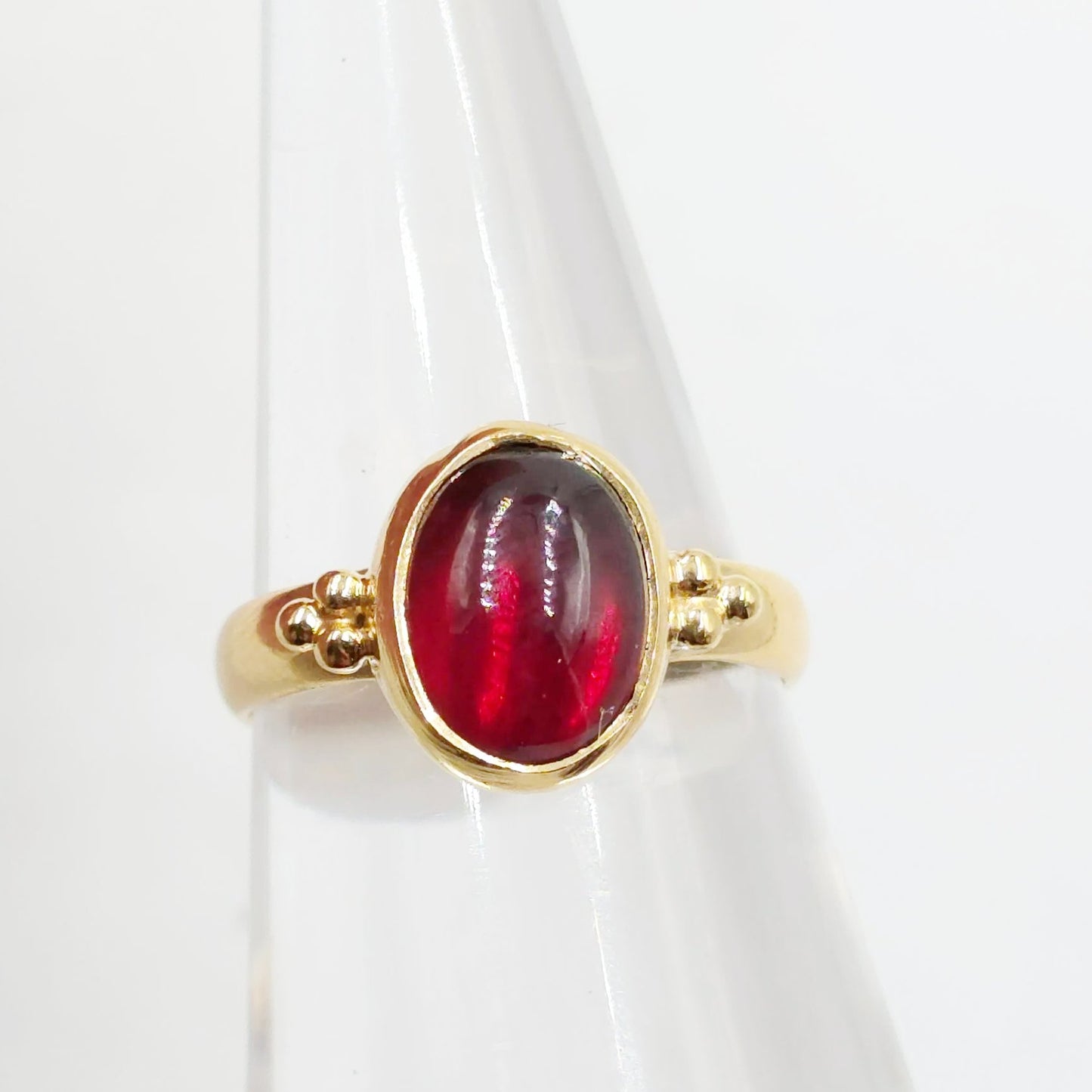 Garnet "Dome" Ring Gold Vermeil Sterling Silver Solitaire Size 6 - Elevated Metaphysical