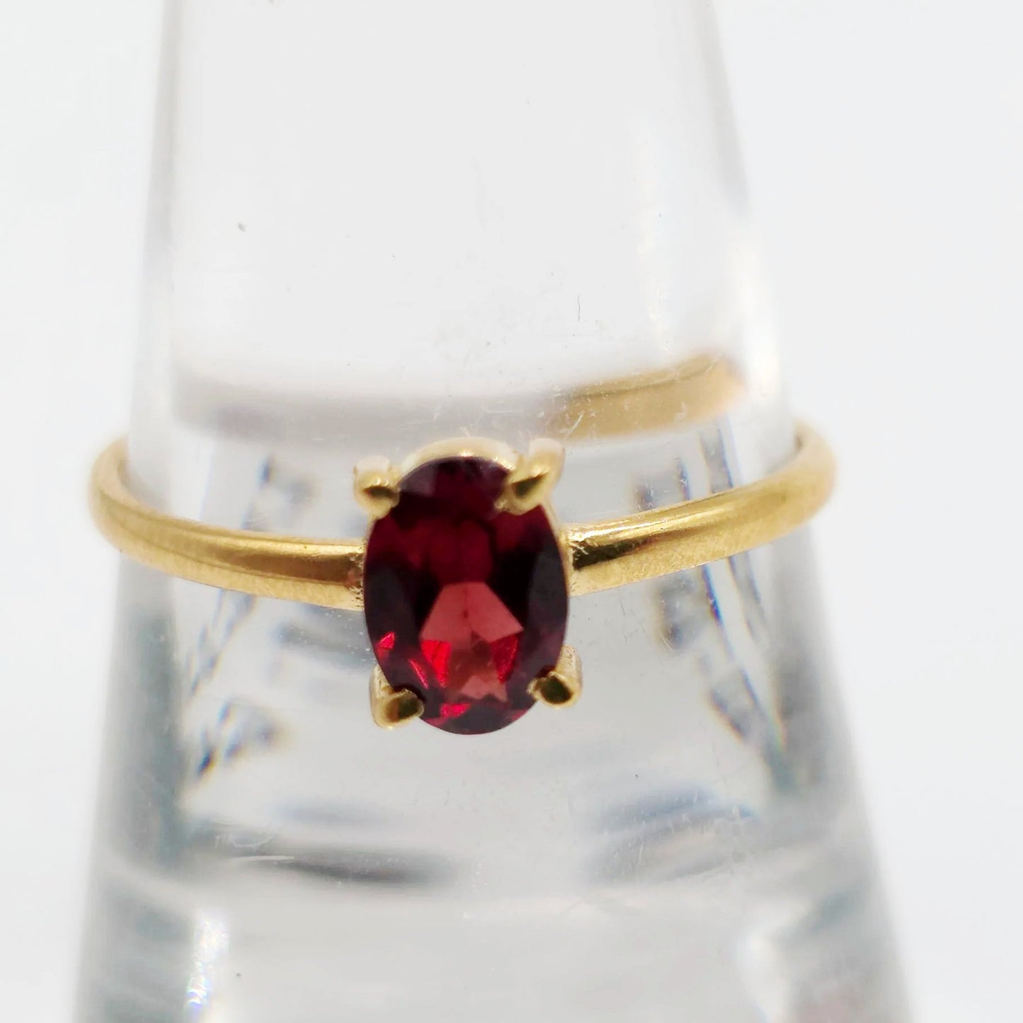 Garnet Ring .75ct Gold Vermeil Sterling Silver Solitaire Size 9 - Elevated Metaphysical